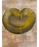 VINTAGE BLENKO amber  ART GLASS AMOEBA - KIDNEY  SHAPED ASHTRAY BOWL - $22.00