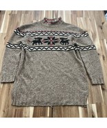 Vintage Women’s Eddie Bauer Wool Silk Blend Reindeer Sweater Size Large ... - £11.18 GBP