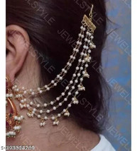Kundan Jewelry Set Elegant Westerna Bollywood Pearl Party Wear Earring L... - $37.50 MXN