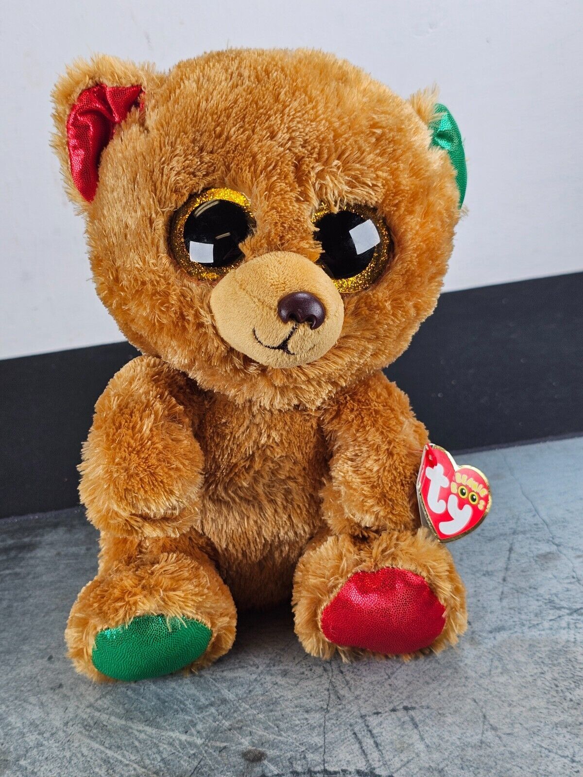 Primary image for 2017 TY Beanie Boos Bella the Christmas Teddy Bear w/Candy Cane and Glitter Eyes