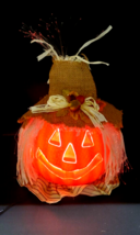 Fiber Optic Light Color Changing Pumpkin Scarecrow Head Jack-o-Lantern H... - £31.10 GBP