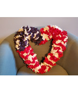 Red White Blue Fabric American Patriotic Heart Shaped Decorative Wall Wr... - £10.05 GBP