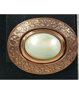 Vintage Oval Copper Opal Cabochon Clover Design Brooch - €18,01 EUR
