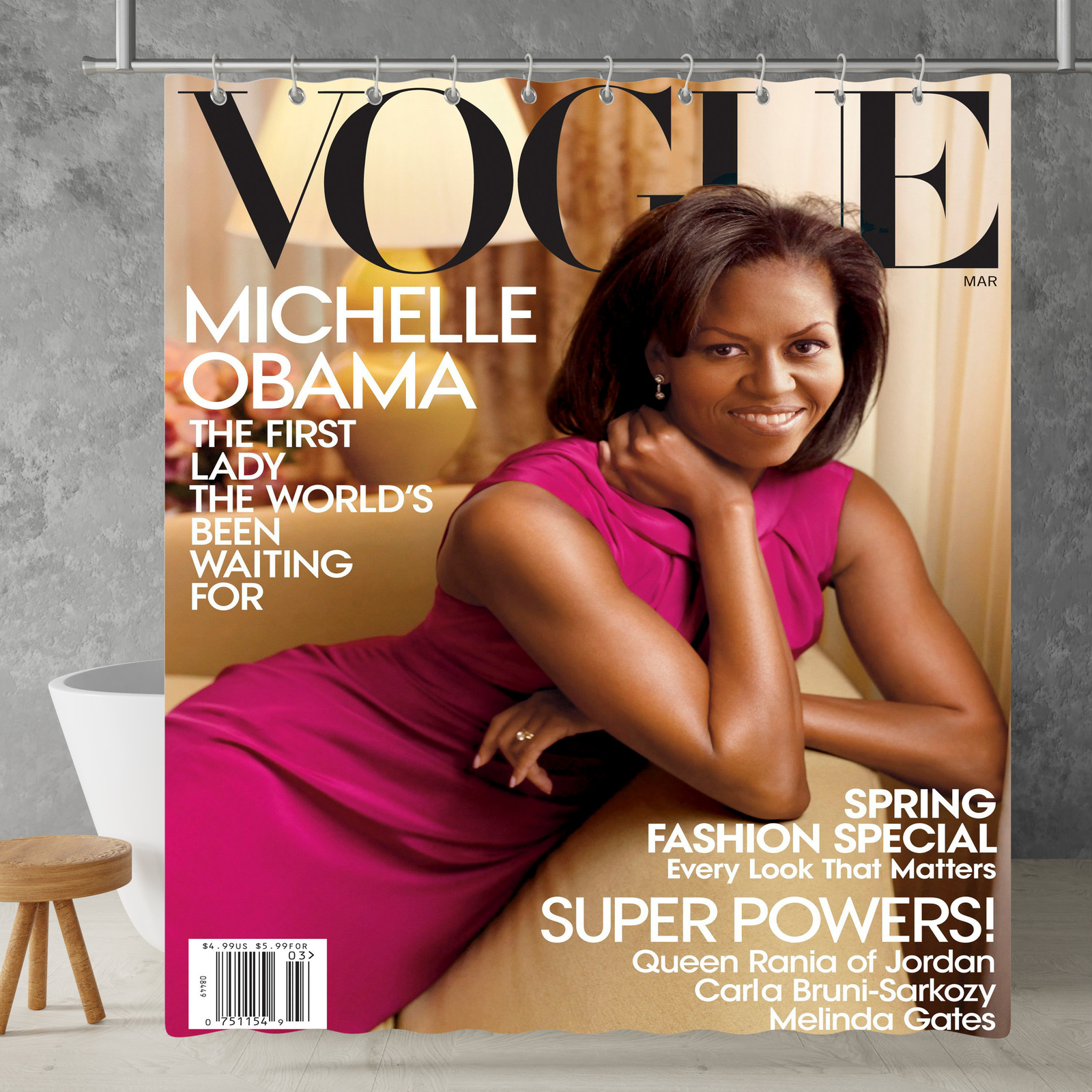 New!!! Vogue Cover Custom Waterproof Polyester Shower Curtain 4 Size Item image 15