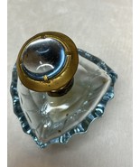 Perfume Bottle Vintage Light Blue Glass, Cut Glass West Germany Faceted Top - £23.62 GBP
