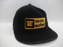 TE Tractors Equipment Patch Hat VTG K Brand Black Corduroy Snapback Baseball Cap - £23.42 GBP