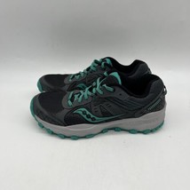 Saucony Raptor TR Womens Black Gray Mint Trail Running Shoes Size 7.5 NO INSOLE - £23.87 GBP