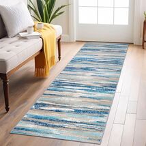 Vibrant 2x6 Blue Washable Runner Rug - Non-Slip &amp; Ideal for Indoor Spaces - $74.20