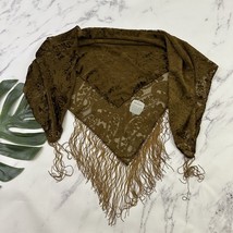 World Market Fringe Trim Scarf Wrap New Bronze Brown Burnout Paisley Flo... - $25.73