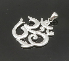 925 Sterling Silver - Vintage Spiritual &quot;OM&quot; Symbol Meditation Pendant - PT17196 - £27.66 GBP