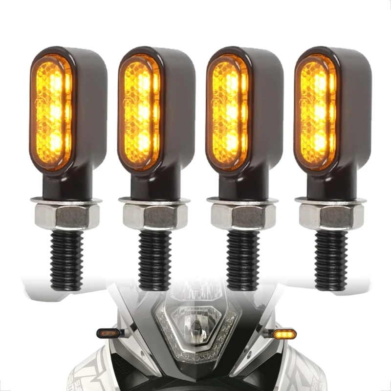 2Pcs Motorcycle LED Turn Signals Indicators, Retro Blinker Signal Amber Lamp, - £17.68 GBP