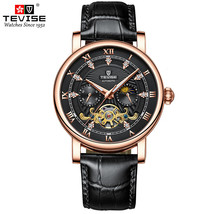 Men&#39;s Watch Carved Men&#39;s Automatic Mechanical Watch Hollow Out Leather M... - £62.15 GBP