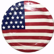 July 4th Holiday Paper Plates Red and White Stars and Stripes 12 Per Pac... - £2.69 GBP