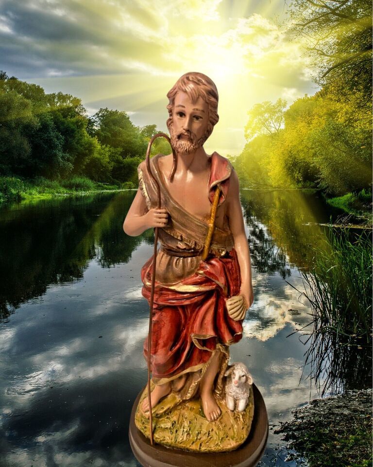 Saint John the Baptist 8" Statue, Hand Painted, New from Colombia #L019