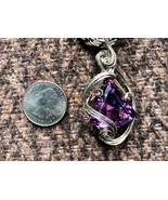 Artisan Wire Wrapped Sterling Silver Amethyst Medallion Pendant Custom Made - £70.98 GBP
