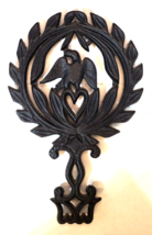 Vintage J.Z.H. 1949 T-13 EAGLE #4 Black Cast Iron Trivet, 8.5&quot; x 5.5&quot; - £19.46 GBP