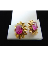 Pr Womens Vintage Estate 14K Gold Dangle Earrings w/ Pink Stones 5.8g E3345 - £272.47 GBP
