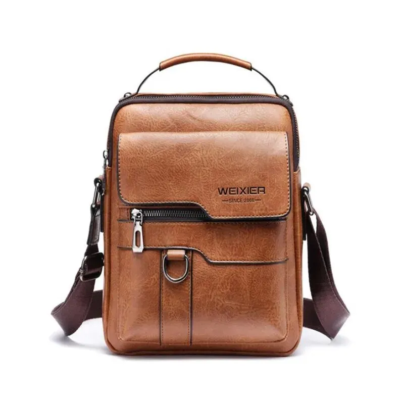 Crossbody Bag For Men&#39;s Shoulder Bags Retro Vertical Portable Business M... - £52.78 GBP