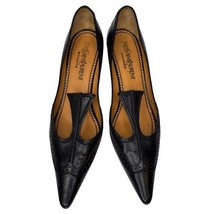 Vintage Yves Saint Laurent Size 39 8 YSL Black Leather Kitten Heels Shoe... - $3,358.72 MXN
