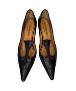 Vintage Yves Saint Laurent Size 39 8 YSL Black Leather Kitten Heels Shoe... - $3,358.72 MXN
