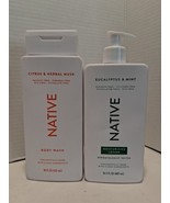2 Pack Native Citrus &amp; Herbal Musk, Eucalyptus &amp; Mint Body Wash, 18 Fl O... - $29.51 CAD