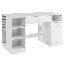 Sewing Craft Table Home Office Computer Desk with Storage Shelves and Drawer - £271.40 GBP