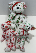 Ty Beanie Buddy 1998 Holiday Bear White + Gingerspice 2007 &amp; Snowballed ... - $19.50