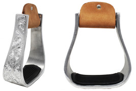 Horse Saddle Aluminium Western Riding SS Stirrups Tread 51150 - $48.50