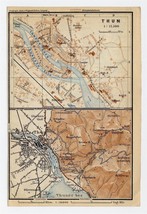 1930 Original Vintage City Map Of Thun / Switzerland - £16.86 GBP