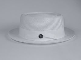 Men Bruno Capelo Summer Natural Braid Straw Style Pork Pie Monoco MO710 White image 2
