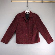 Vtg Sag Harbor Burgundy Tweed Pea Coat Women&#39;s 14 Lined 4-Button Academi... - $25.00