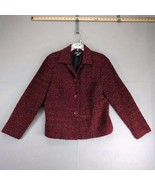 Vtg Sag Harbor Burgundy Tweed Pea Coat Women&#39;s 14 Lined 4-Button Academi... - $459.38 MXN