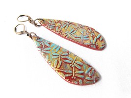 Hand Painted Dragonflies Polymer Clay Earrings Casual Fashion Jewelry For women - £12.02 GBP