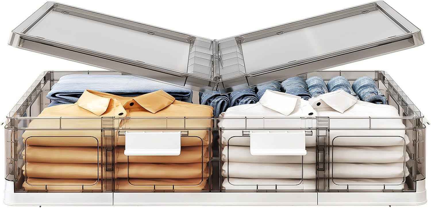 Kitstorack Clear Plastic Under Bed Storage Containers Bins With Lids And... - $38.99