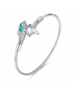 Silver 3D Dolphin Bracelet Elegant Green/Blue/Pink Crystal Spring Ban Blue - £11.41 GBP