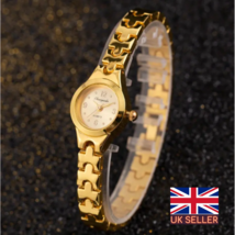 womens watch quartz pointer round analog dress watch gold colour steel - $11.28