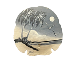 Sand Dollar Seashore Ocean Scene Hand Painted Signed Dean 4.5&quot; Round Art - £9.64 GBP