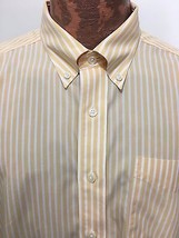 L.L. Bean L Yellow White Striped Cotton Long-Sleeve Button-Down Shirt - £22.74 GBP