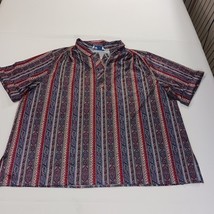 Vintage Paisley Blouse Top Notch Short Sleeve Collared Shirt Women’s Chest 54" image 7