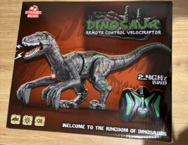 Remote Control Dinosaur Toy Jurassic Velociraptor Walks Sounds MovesKids 6+ NEW - £43.69 GBP