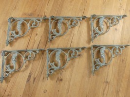6 Cast Iron MERMAID Brackets Garden Braces Shelf Bracket Corbels Beach N... - $48.99