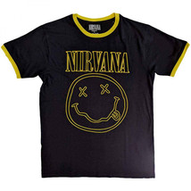 Nirvana Happy Face Ringer T-Shirt Black - £26.12 GBP