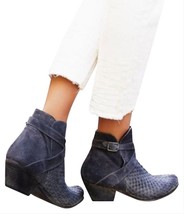 Free People Distressed Hand Woven Leather Bootie 38 Gray 8 Worn Scuffed NIB - £97.45 GBP
