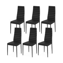 Set of 6 Dining Chair Metal Legs Kitchen Dining Room Seat w/High Backrest Black - £223.28 GBP