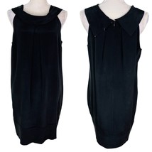 Adrienne Vittadini Silk Dress 12 Black Sleeveless Drape Neck - £27.53 GBP