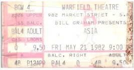 Asia Konzert Ticket Stumpf Kann 21 1982 San Francisco California Warfield - $43.73