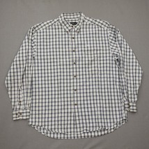 Mens Large Eddie Bauer  Button Down Shirt Plaid White Long Sleeve 100% C... - $23.38