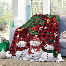 Christmas Snowman with Topper Flannel Throws Blanket, Warm Cozy Fleece Throw - £41.55 GBP