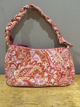 VERA BRADLEY Pink Sherbet Pattern Small Top Zip Handbag 8” Braided Handle - $19.79