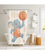 Eli the Elephant Dunker Shower Curtain by Dancing Littles Jungle - $733.58 MXN